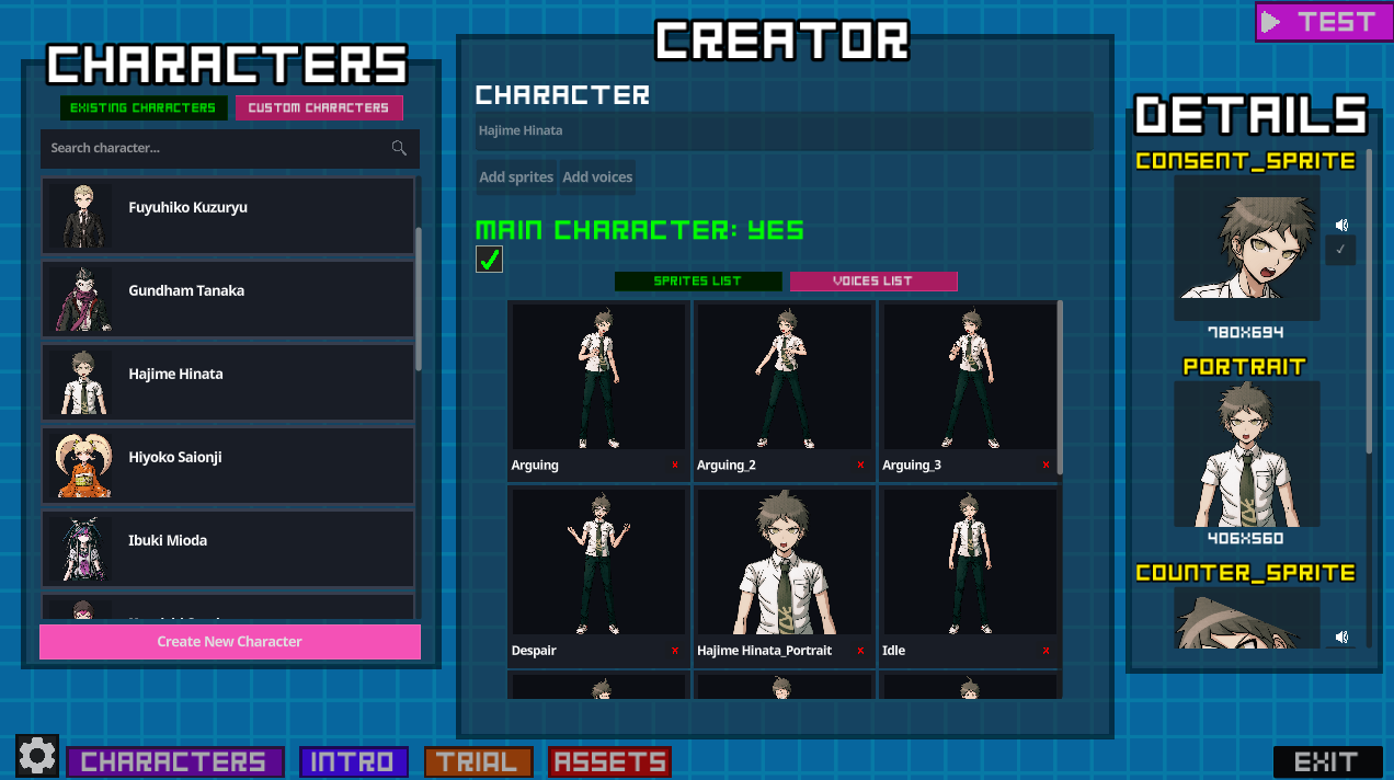 Character Editor Interface